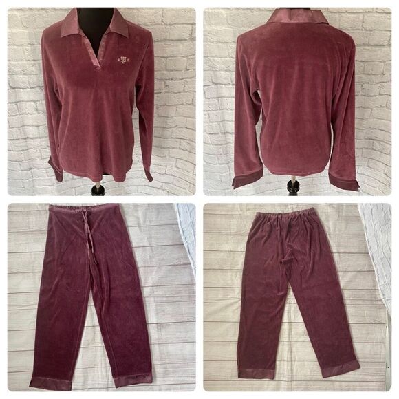 Sarah spencer intimates women M velour luxury pajama set mauve M - Picture 1 of 14
